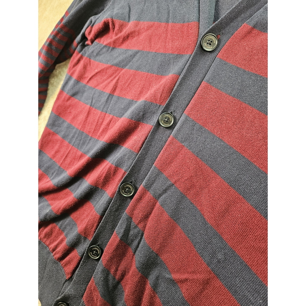 J. Lindeberg Cardigan in Navy Bordeaux Red Striped V-neck Buttons Size XL - Picture 4 of 10